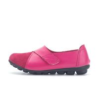 EFLALYHG Women's PU+Suede Loafers,Comfort Casual Round Toe Moccasins Wild Driving Flats Soft Walking Boat Shoes,Rose red,4 UK