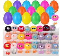EFLSJIO Pack of 24 Pre-Installed Easter Eggs with Key Rings for Kids, Plush Toy, Cute Keychains for Boys and Girls, Filled with Easter Eggs, Party Favors