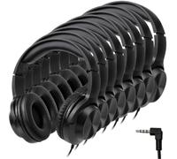 EFLUB 8Pack Wired Headphones, Over-Ear Headphones, Classroom Headphones Bulk, 3.5mm Plug, Tangle-Free Cord for Tablet, Laptop, PC, School, Travel (Black)