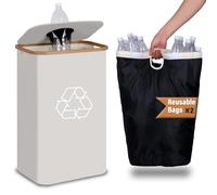 efluky Bottle Bins with Lid, 100L Deposit Bottles Bin Recycling Box with 2 Carrying Bags, Storage Empty Bottle Collector for Home