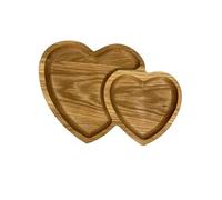 EFO Decorative Wooden Snack Tray | Wooden Serving Tray Handcrafted from Natural Oak in Charming Design | Serving Platters for Nuts, Tapas and Fruits | Small Serving Platter | Two Hearts Shape