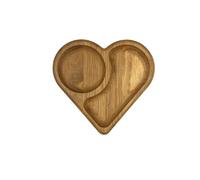 EFO Decorative Wooden Snack Tray | Wooden Serving Tray Handcrafted from Natural Oak in Charming Design | Serving Platters for Nuts, Tapas and Fruits | Small Serving Platter | Divided Heart Shape