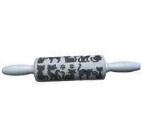 efo Embossed Rolling Pin with Engraved Design - Decorative Dough Roller - Cake Baking Accessories to Make Unique Bakes and Pottery - Beautifully Handmade Patterned Rolling Pin 24cm (Cats)