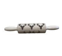 efo Embossed Rolling Pin with Engraved Design - Decorative Dough Roller - Cake Baking Accessories to Make Unique Bakes and Pottery - Beautifully Handmade Patterned Rolling Pin 24cm (Deer Heads)