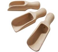 efo Handy Wooden Scoop Set 3pcs - Multipurpose Wooden Spoons - Wood Salt and Spice Scoops - Rustic Bath Salt Scoop - Wooden Seed Scoop - Medium Size 3 x 10.5cm (C3)