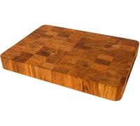 EFO Wooden Chopping Board 35x25x4 cm | End Grain Cutting Board with Durable Oak Construction | Double-Sided Kitchen Block with Practical Handles | Bread Board with Rounded Corners