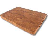 EFO Wooden Chopping Board 50x35x4 cm | End Grain Cutting Board with Durable Oak Construction | Double-Sided Kitchen Block with Practical Handles | Bread Board with Rounded Corners