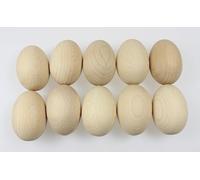 EFO Wooden Eggs 10pcs | Easter Eggs Beechwood with Smooth Finish for Creative Painting | Decorative Eggs Ideal for Arts Crafts DIY and Easter Egg Hunt | Unpainted Fake Dummy Wood Eggs for Decorations