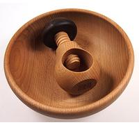 EFO Wooden Nutcracker with Bowl | Nut Cracker in Mushroom Design Made of Beechwood with Screw Mechanism for Cracking Nuts | Wooden Serving Bowl for Snacks and Fruit | Nutcracker for All Nuts Gift Set