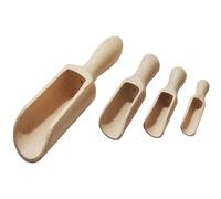 EFO Wooden Scoop 6-17cm 4-Pack | Mini Wooden Scoops for spices, tea, salt, rice | Versatile measuring spoon for kitchen and bathroom use | Handcrafted natural finish utensil for dry goods | Buchenholz
