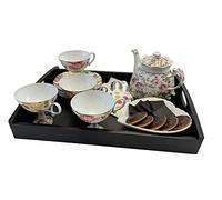 efo Wooden Serving Tray - Stylish Decorative Tray - Great as Dinner Tray Breakfast Tray or Tea Tray - Serving Tray with Handles 16x12x2.25" | 40x30x6cm (Dark Red Mahogany)