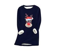 EFOFEI Ladies Holiday Sweatshirt Warm And Comfortable Sweatshirt With a Silky Soft Padded Pullover Navy Blue XL