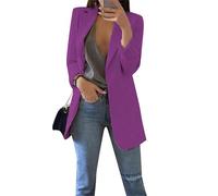 EFOFEI Ladies Lapel Thermal Work Jacket Mid Length Basic Office Suit Graceful Classic Christmas Coat Purple S