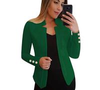 EFOFEI Lady's Simple Cardigan Suit Casual Work Blazer Slim Fit Long Sleeve Blazer Solid Color Suit Costume Green M