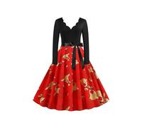 EFOFEI Lady's Vintage 1950s Classy Rockabilly Retro Floral Pattern Print Cocktail Evening Swing Party Dress Elk XL