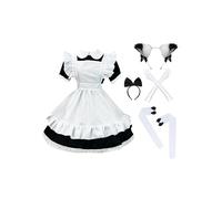 EFOFEI Women Cosplay French Maid Costume Costume with Gloves Socks Set 18th Century Court Dresses Blk XL