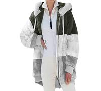 EFOFEI Women Loose Warm Plush Fluffy Hoodies Thick Fashionable Faux Furry Cardigan Parka Loose Plush Fluffy Hoodie Green L