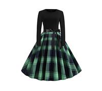 EFOFEI Women's Bridesmaid 1950s Swing Party Dress - Floral Polka Dots Cocktail Retro Cap Sleeve Rockabilly - Green Blue XL