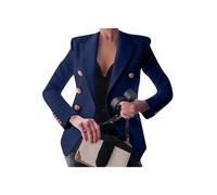 EFOFEI Womens Casual Elegant Blazer Long Sleeve Classic Jacket Work Lapel Coats Navy Blue XXS