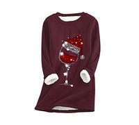EFOFEI Women's Clothing With a Silky Soft Lining Festive Sweatshirt Clothing For The Christmas Party Wine Red 3XL