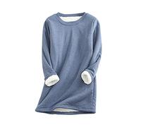 EFOFEI Women's Fashionable Simple Top Casual Fluffy Fleece Pullover Warm Sweater Winter Fleece Warm Sweater Blue M