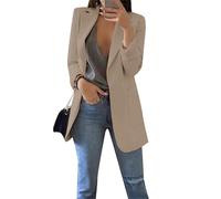 EFOFEI Women's Long Sleeve Modern Casual Jacket Elegant Couple Lapel Suit Thermal Work Mid Length Coat Khaki 4XL