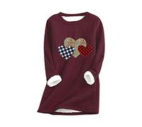 EFOFEI Women's Plain Solid Sweatshirt Soft And Comfortable Home Top Teen Girls Sweatshirt Casual Cat Pattern Sweater Heart Wine Red S