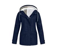 EFOFEI Women's Plain Transitional Jacket Light Winter Jacket Windproof Jacket With Pockets Softshell Fleece Outdoor Jacket Navy Blue S