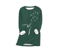 EFOFEI Women's Plush Warm Pullover, Imitation Lamb-hair Lining, Casual Christmas Jumper, Plain Printed, Long Sleeve T-Shirt, Green paw, XXL