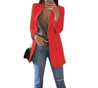 EFOFEI Women's Stretchy Windproof Modern Coat Oversize Relaxing Work Outerwear Comfortable Soft Lapel Blazers Red L