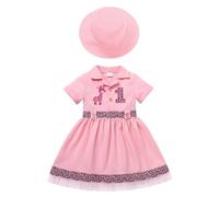 EFOGEP Baby Girls Jungle Safari Costume: Wild One Birthday Party Cake Smash Outfit Giraffe Short Sleeve Ruffle Tulle Dress+Hat 2PCS Explorer Froest Adventure Zoo Keeper Dresses Pink 9-12 Months