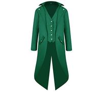 EFOGEP Men's Steampunk Vintage Tailcoat: Prince Long Sleeve Button Down Jacket Gothic Victorian Frock Coat Formal Uniform Medieval Gothic Tuxedo Renaissance Pirate Halloween Costume Green 2XL