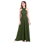 EFOGEP Womens Sexy Convertible Bridesmaid Dress Multi Way Wrap Transformer Infinity Dress with Bandeau Evening Party Dress Wedding Guest Cocktail Prom Gown Floor Length Long Maxi Dress Dark Green M