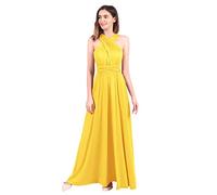 EFOGEP Womens Sexy Convertible Bridesmaid Dress Multi Way Wrap Transformer Infinity Dress with Bandeau Evening Party Dress Wedding Guest Cocktail Prom Gown Floor Length Long Maxi Dress Yellow S
