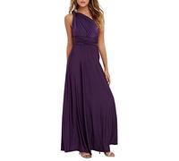 EFOGEP Womens Sexy Convertible Bridesmaid Dress Multi Way Wrap Transformer Infinity Dress with Bandeau Evening Party Dress Wedding Guest Cocktail Prom Gown Floor Length Long Maxi Dress Dark Purple M