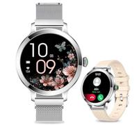 Efolen Smart Watches for Women, 1.1" AMOLED Small Screen Smartwatch Answer/Make Call for Android iOS Phones, IP68 Waterproof Fitness Activity Tracker with Heart Rate Sleep Monitor SpO2, Silver