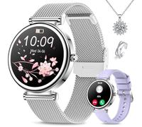 Efolen Smart Watches for Women (Answer/Make Call), 1.27”HD Screen Bluetooth Smartwatch for Android iOS Phones, Step Counting, Fitness Trackers with HR/SpO2/BP/Sleep Monitor, Necklace Ring Silber