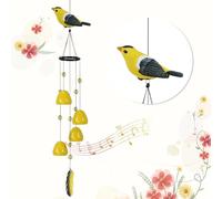 Efoleya Bird Wind Chimes for Outside，Goldfinch Bird Gifts，Yellow Bird Wind Chimes Outdoor Decorations, Mother‘s Day Gifts for Mom/Grandma,Garden Patio Backyard Hanging Decor.
