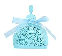 Eforcase 50 Pieces Laser Cut Gift Boxes, Wedding Candy Boxes with Ribbons, Hollow Floral Rose Gift Box for Bridal Shower, Christening, Baby Shower, Birthday Party