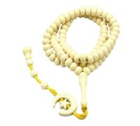 Eforcase Islamic Prayer Beads, Star Moon Pendant Flat Beaded Muslim Rosary Beads Islam Prayer Rosary Beads Islamic Beaded Bracelet Necklace