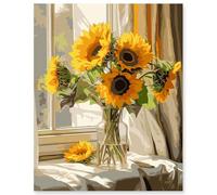 EFOTIML Paint by Numbers Kit for Adults Beginners & Kids Ages 8-12,1 Pack 16x20 inches Canva for Painting Kits for Adults in Colorful Box(Without Frame)- Bottled Sunflowers