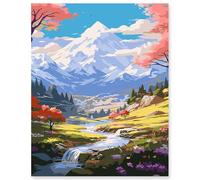 EFOTIML Paint by Numbers Kit for Adults Beginners & Kids Ages 8-12,1 Pack 16x20 inches Canva for Painting Kits for Adults in Colorful Box(Without Frame)- Snow Mountains and Long Rivers