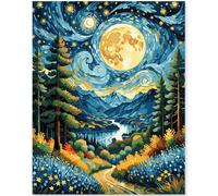EFOTIML Paint by Numbers Kit for Adults Beginners & Kids Ages 8-12,1 Pack 16x20 inches Canva for Painting Kits for Adults in Colorful Box(Without Frame)- Mountains Rivers and Stars