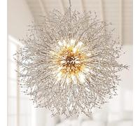 31.5" Plus Size 16 Light, Modern Dandelion Crystal Beaded Light Fixture, Large Gold Chandelier for Kitchen Island Bedroom Farmhouse Foyer