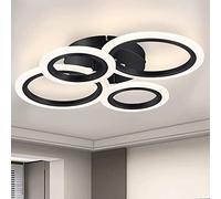 EFPD 48W Modern LED Ceiling Light Black 4 Ring Ceiling Light with Remote Control for Kitchen, Living Room, Bedroom, dimmable Brightness, Colour Temperature