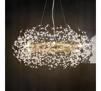 Gold Crystal Chandelier Fireworks, Modern Round Chandelier Light Fixture Dining Room Bedroom Living Room Entry Wardrobe Bathroom Kitchen