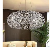 EFPD Modern Chandelier, 20 Light LED Crystal Chandelier, Silver Crystal Dandelion Pendant Light, Stainless Steel Hanging Light Fixture with G9 Lamp Base