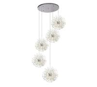 EFPD Modern Crystal Chandelier, 40-Light Silver Dandelion Pendant Light Suitable for Duplex Homes, Living Room Pendant Light Fixture