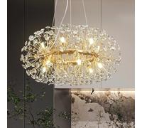 EFPD Modern Crystal Chandelier, Gold Dandelion Pendant Light, Suitable for Dining Rooms, Living Rooms, Kitchens, and Bedrooms, Luxury K9 Crystal Light Fixture (Gold, 12 Lights)