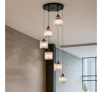 EFPD Modern Crystal Chandelier, Raindrop Pendant Light, Adjustable Height Ceiling Pendant Suitable for farmhouses, Spiral staircases, Living Rooms, and Entrance Halls (6 Lights)